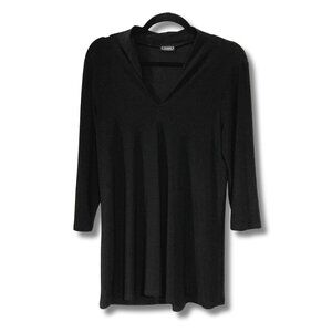 CLIENTELE Black stretch jersey tunic mini dress witchy gothic flowy top MEDIUM